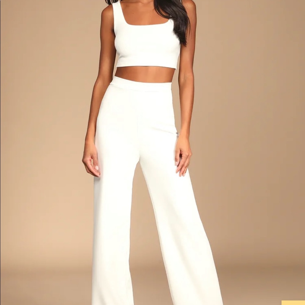 Only Tonight Ivory Two-Piece Wide-Leg Jumpsuit